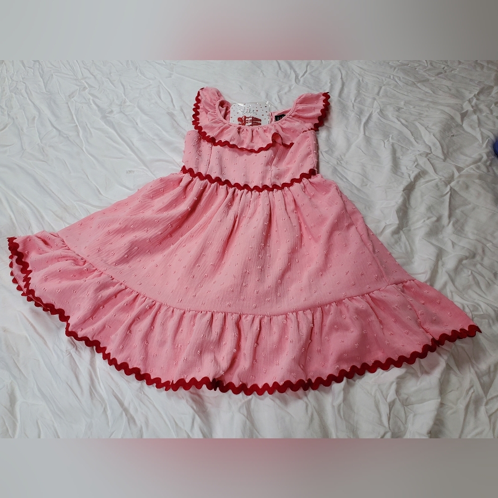 lilt Pink Dress with Red Rickrack Trim